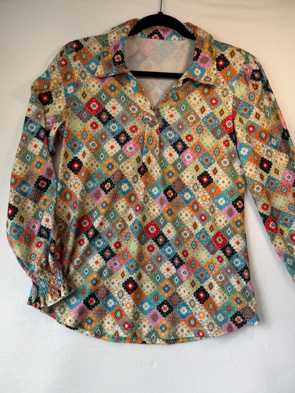 LUYAA Geometric Print Blouse – Size Small